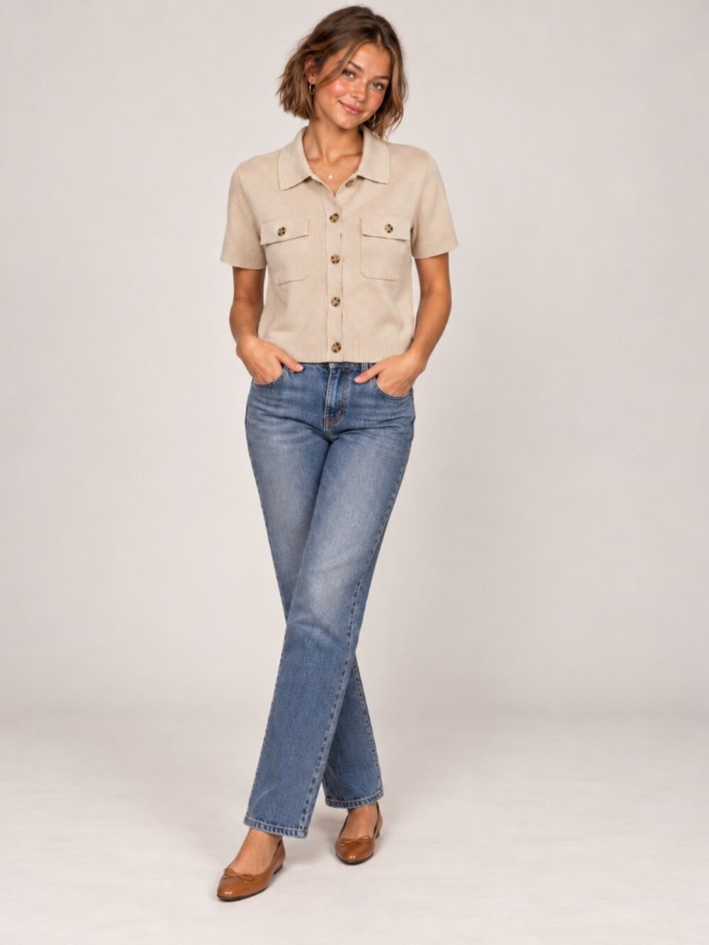 J. Crew Short-sleeve pocket cardigan • size medium • CG803